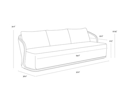 Sunpan Bora Sofa Louis Cream
