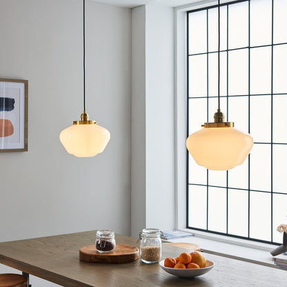 Chelsey 1 Light Pendant Light - Brass & Opal Glass