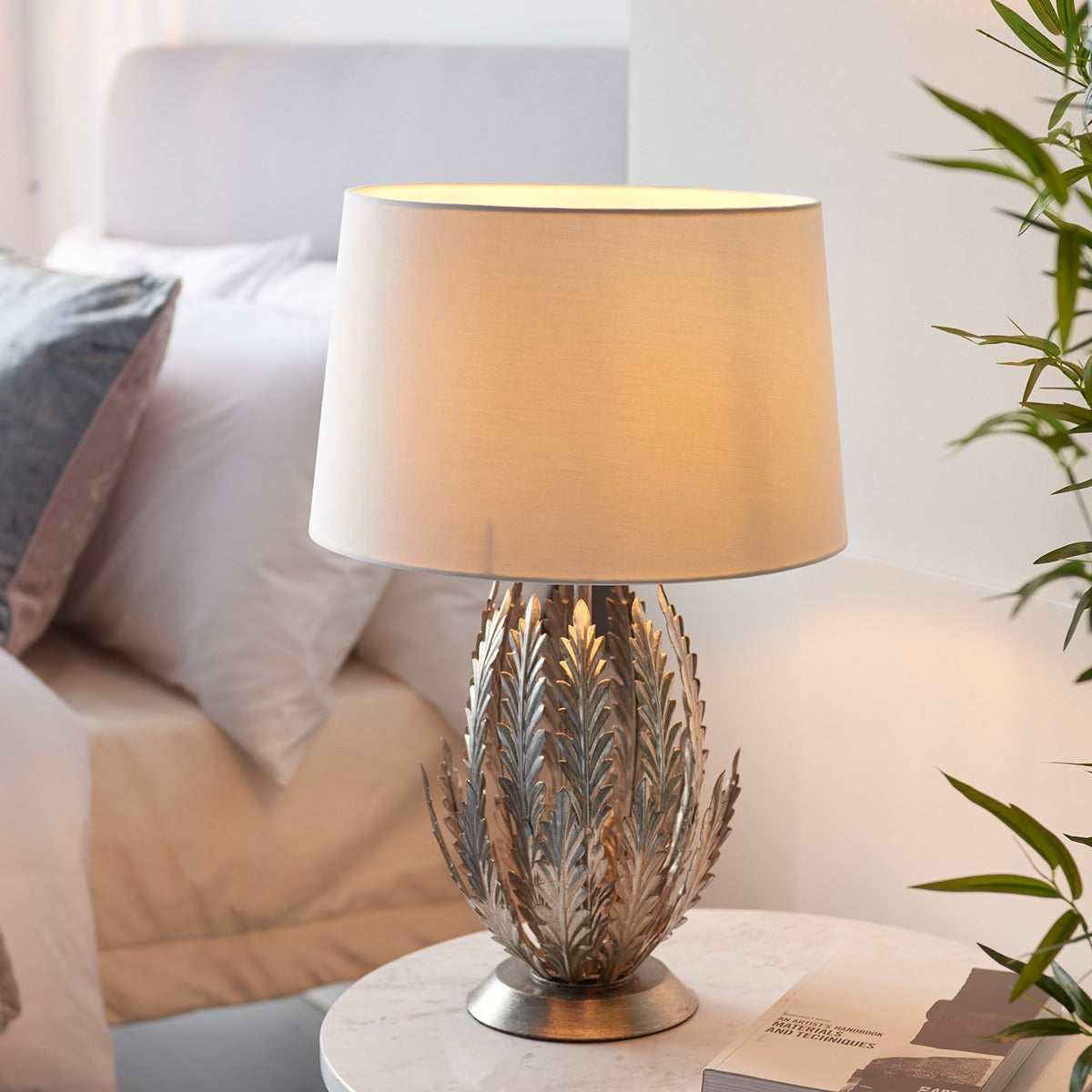 Delphine Leaf Table Lamp - Silver