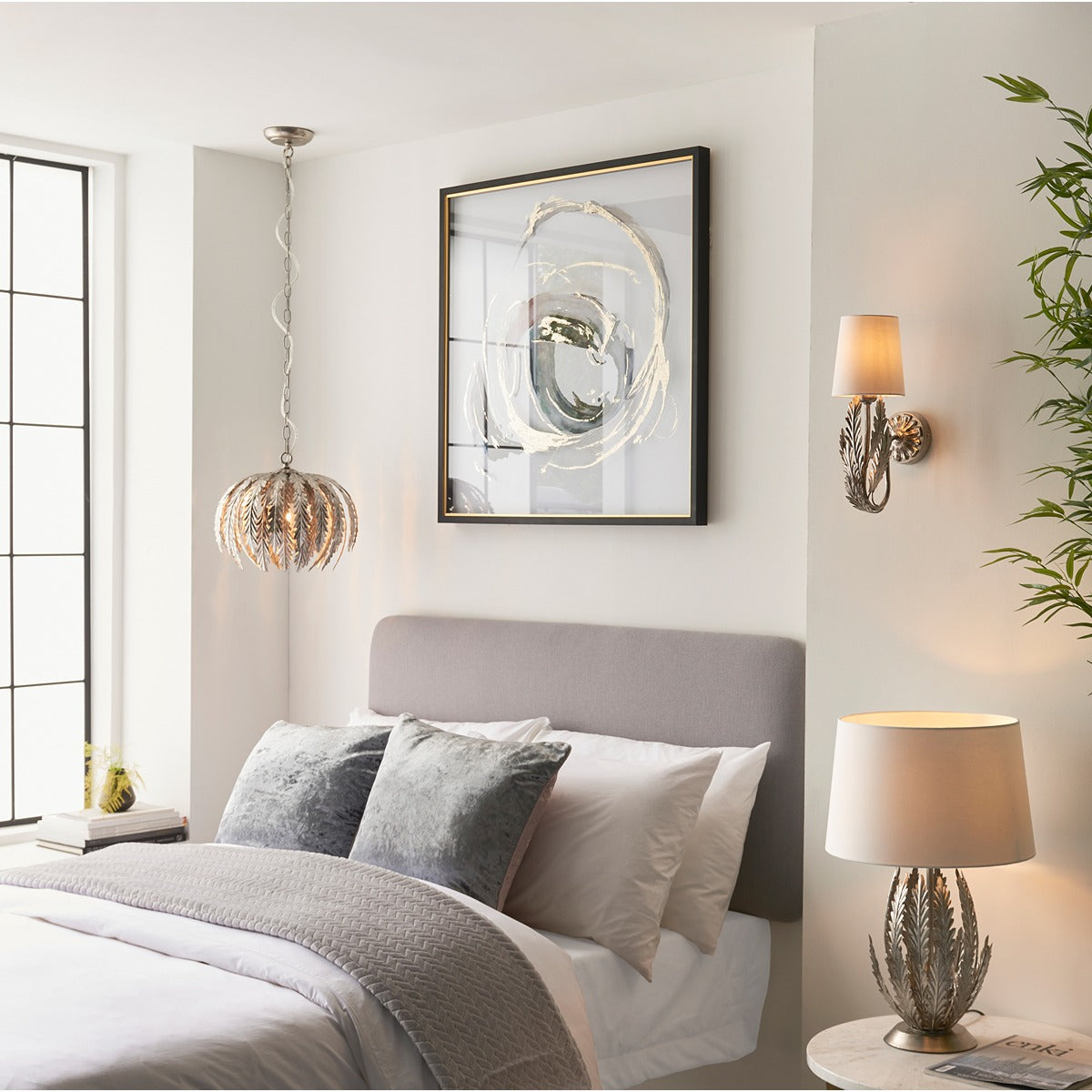 Delphine Leaf Table Lamp - Silver