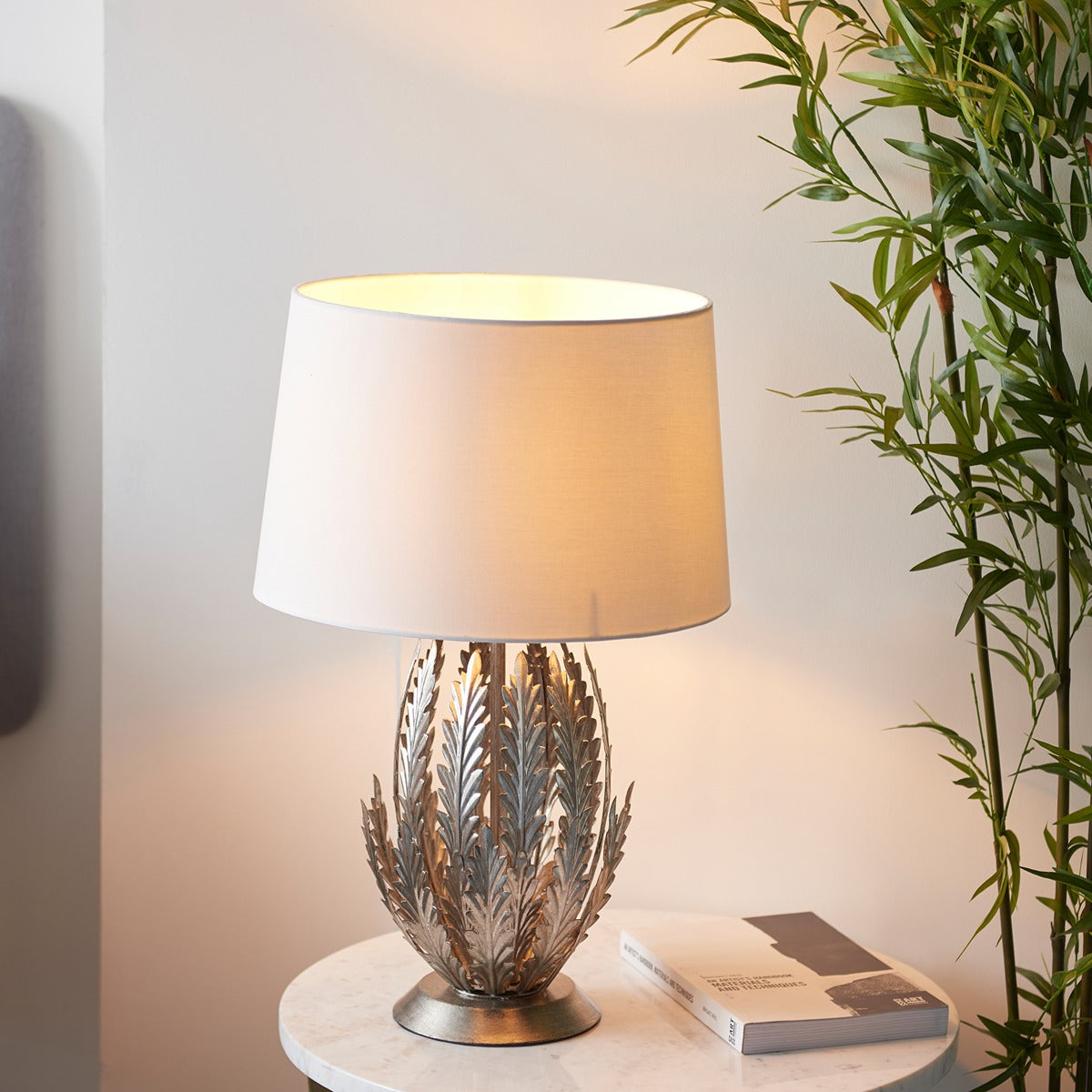 Delphine Leaf Table Lamp - Silver