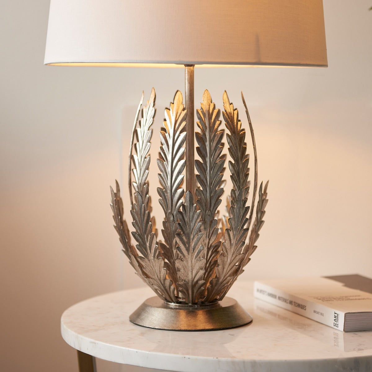 Delphine Leaf Table Lamp - Silver