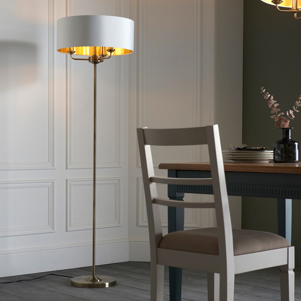 Highclere Floor Lamp - Antique Brass