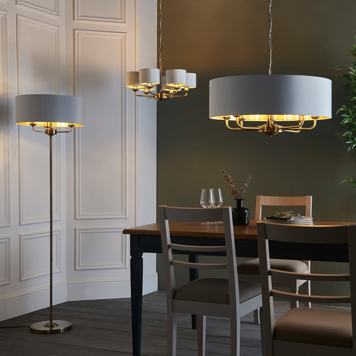 Highclere 6 Multi Pendant - Antique Brass