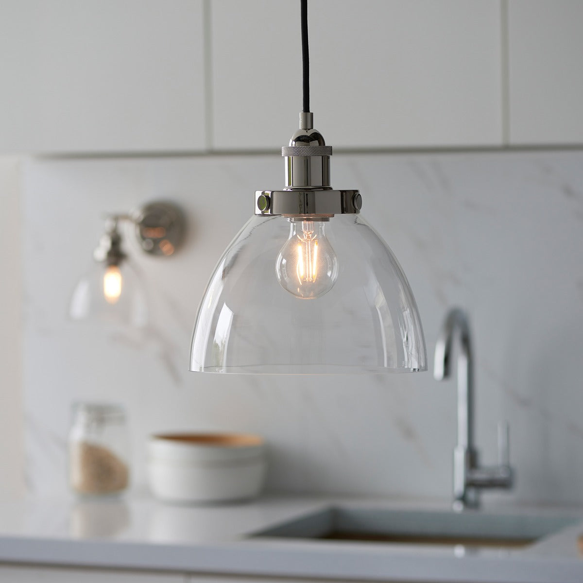 Hendon 1 Light Pendant Light - Bright Nickel