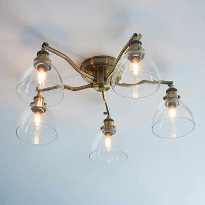 Hansen 5 Ceiling Light - Antique Brass