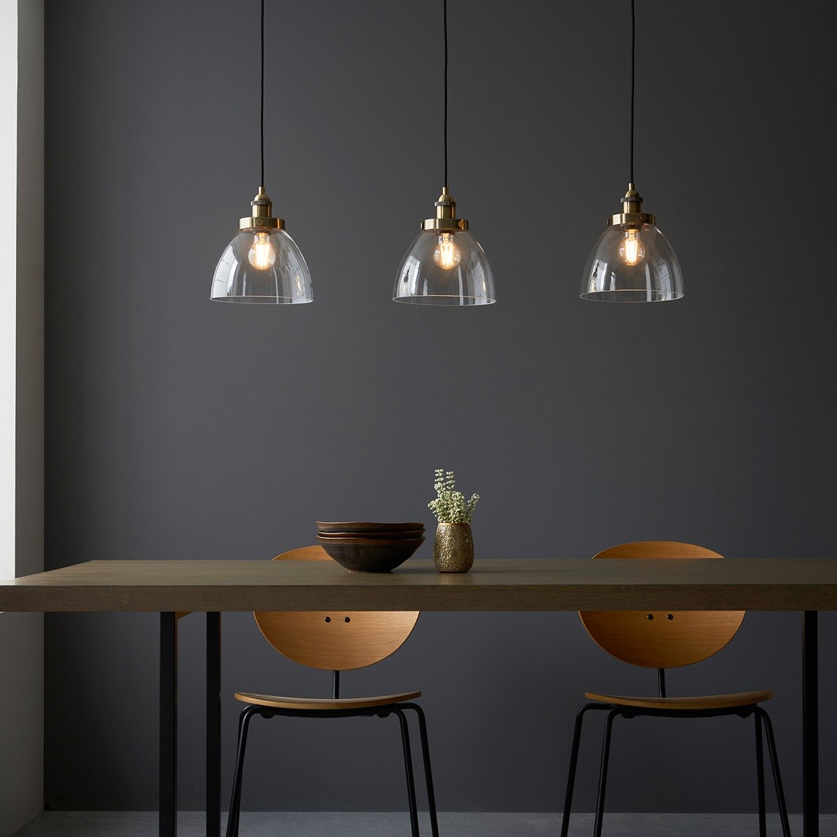 Hansen 3 Pendant Light - Antique Brass