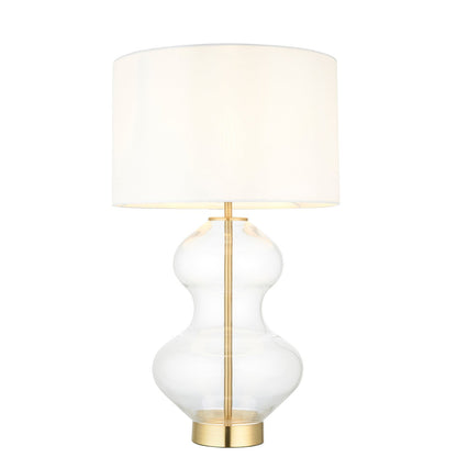 Kola Shaped Table Lamp - Satin Brass & Vintage White