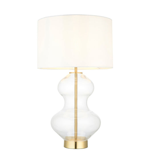 Kola Shaped Table Lamp - Satin Brass & Vintage White