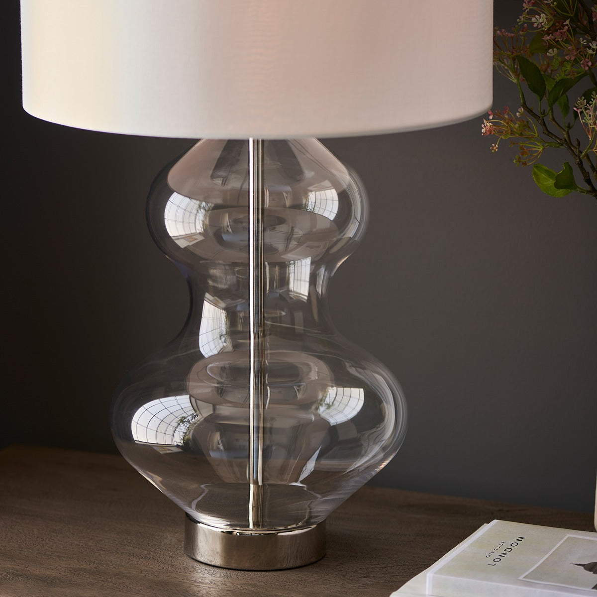 Kola Shaped Table Lamp - Satin Brass & Vintage White