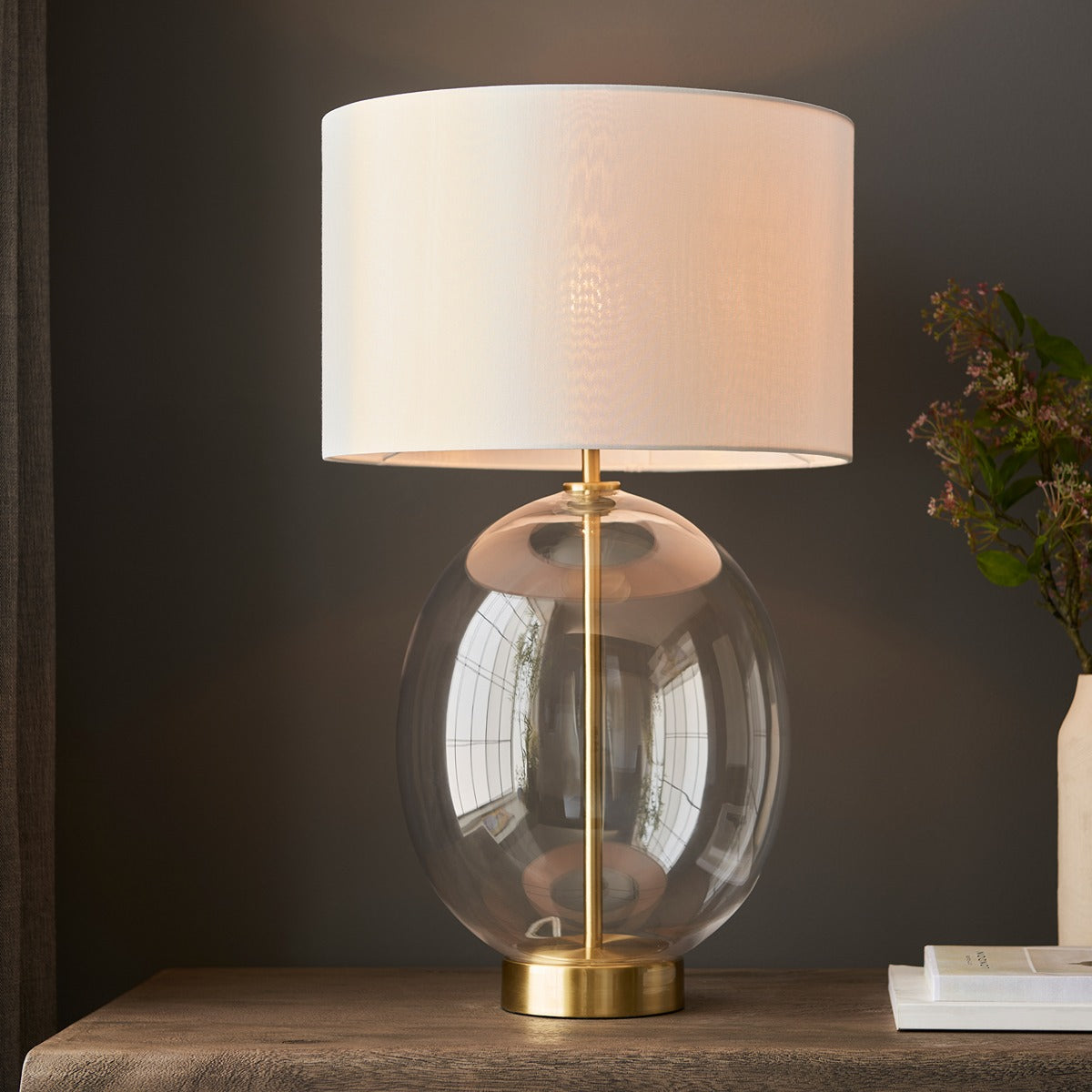 Kola Oval Table Lamp - Satin Brass & Vintage White