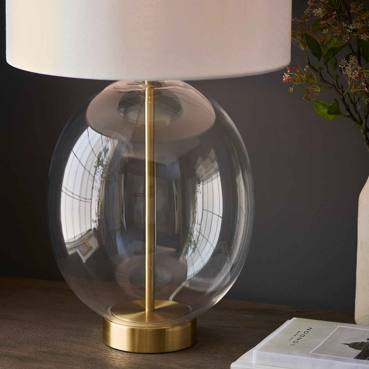 Kola Oval Table Lamp - Satin Brass & Vintage White