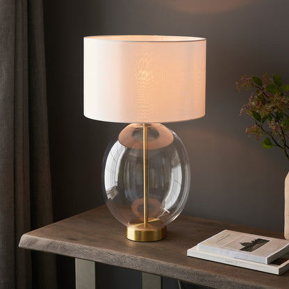Kola Oval Table Lamp - Satin Brass & Vintage White
