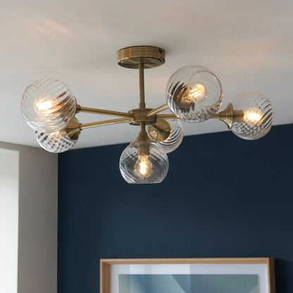 Allegra 6 Ceiling Light - Antique Brass