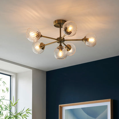 Allegra 6 Ceiling Light - Antique Brass