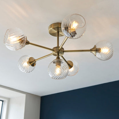 Allegra 6 Ceiling Light - Antique Brass