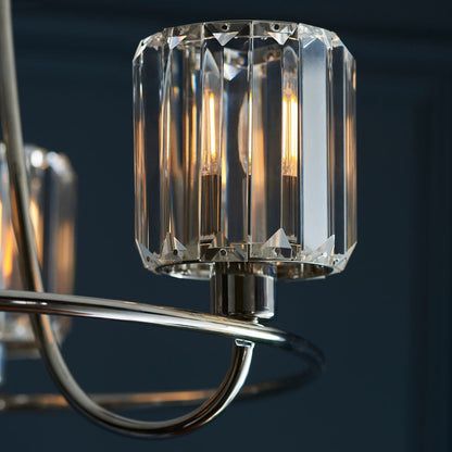 Berenice 3 Faceted Glass Ceiling Light - Nickel