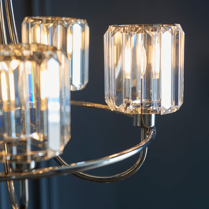 Berenice 5 Faceted Glass Ceiling Light - Nickel