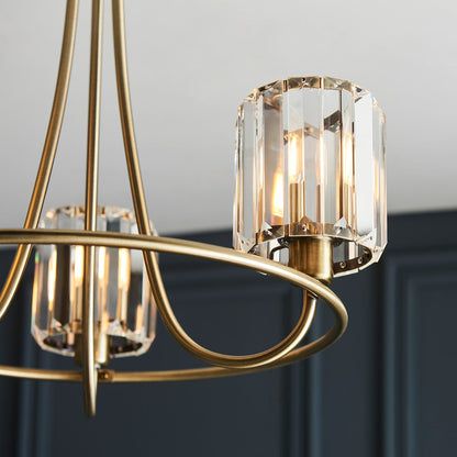 Berenice 3 Faceted Glass Ceiling Light - Antique Brass