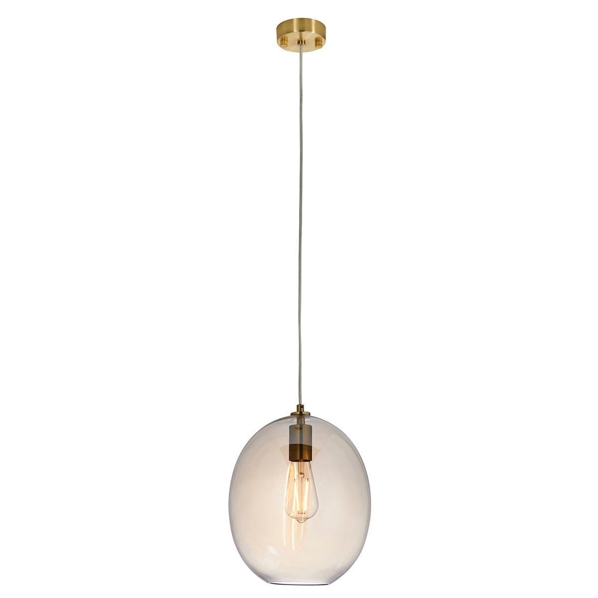 Kola Shaped Table Lamp - Satin Brass & Champagne