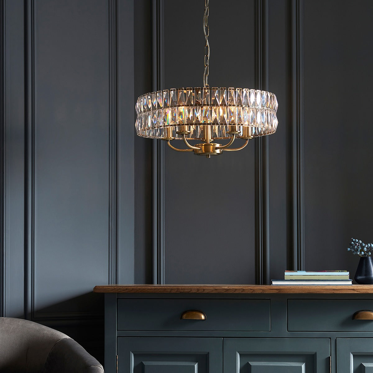Clifton 5 Pendant Light - Antique Brass