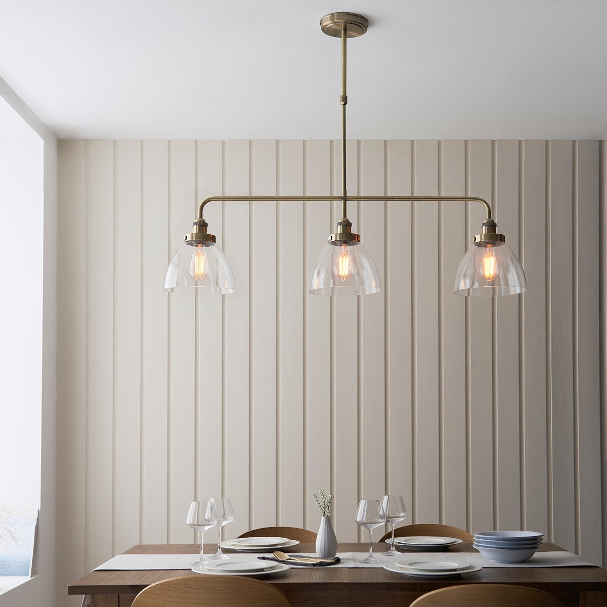Hendon 3 Light Pendant Light - Antique Brass