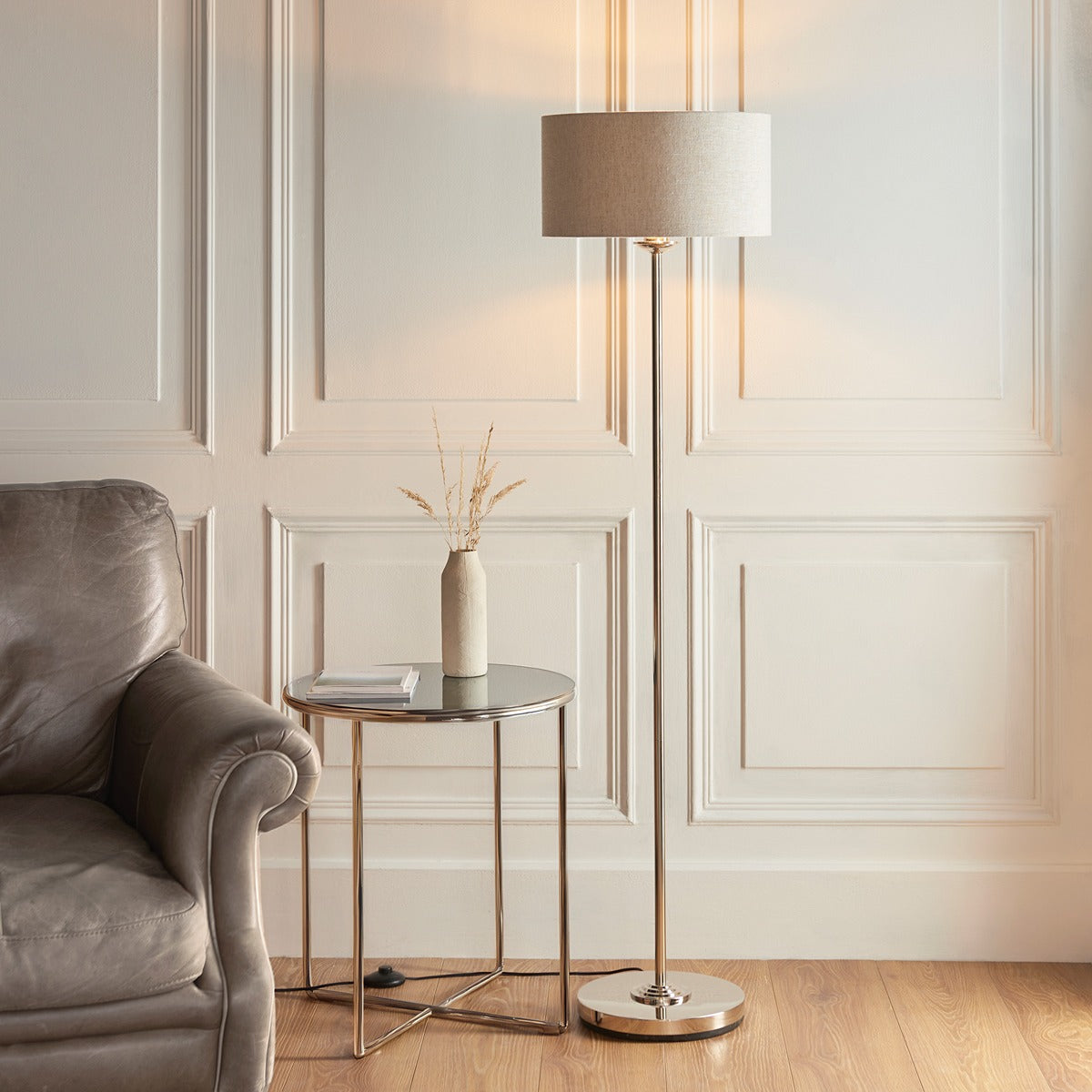 Hiden Floor Lamp - Brushed Chrome