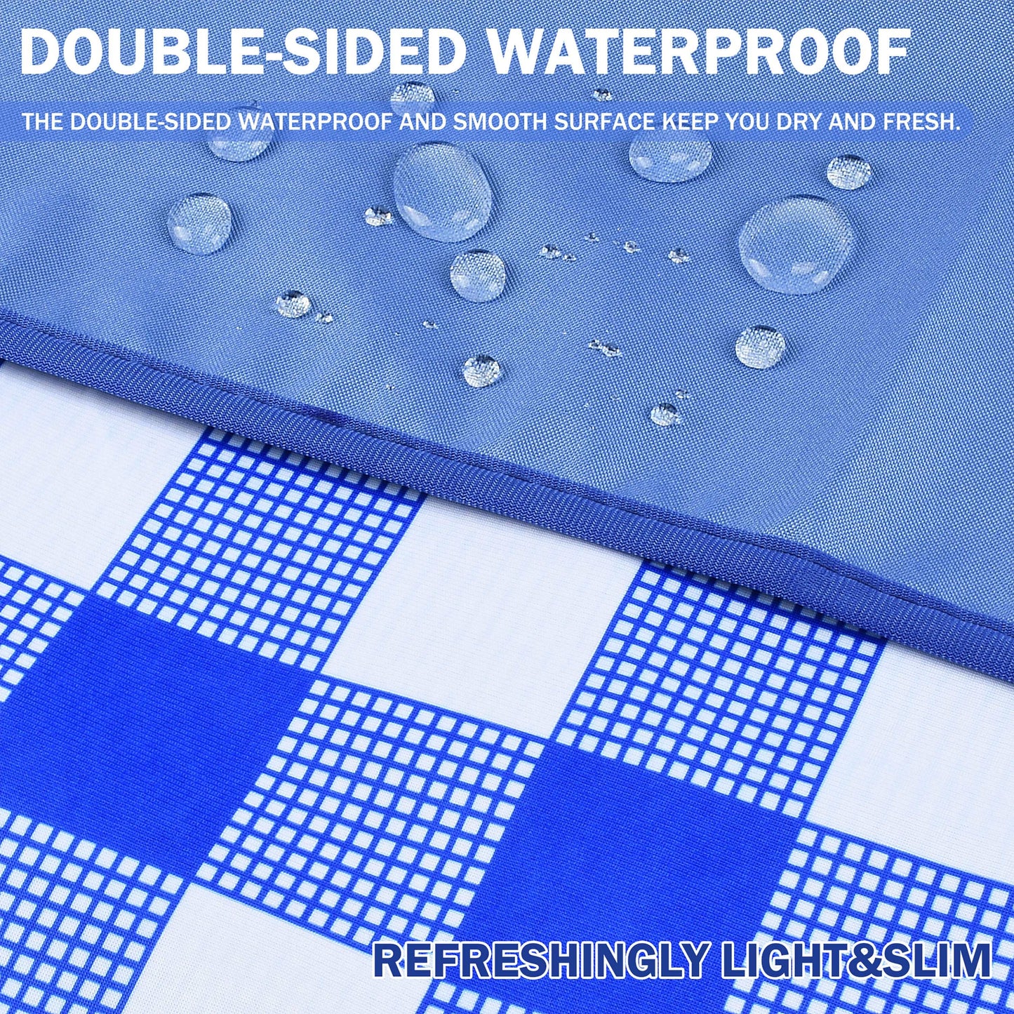 Summer Warp Knit Fabric Waterproof Beach Blanket, 60”x 80”
