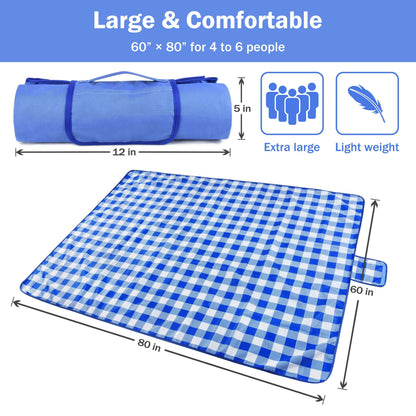 Summer Warp Knit Fabric Waterproof Beach Blanket, 60”x 80”