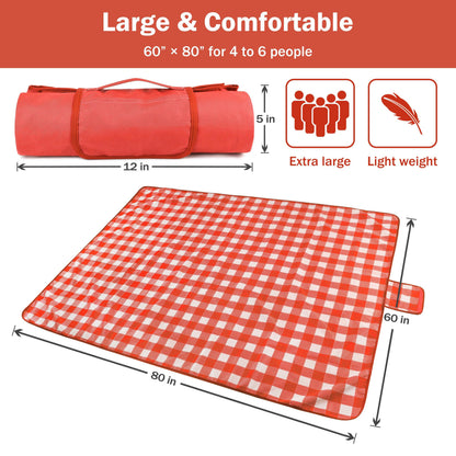 Summer Warp Knit Fabric Waterproof Beach Blanket, 60”x 80”