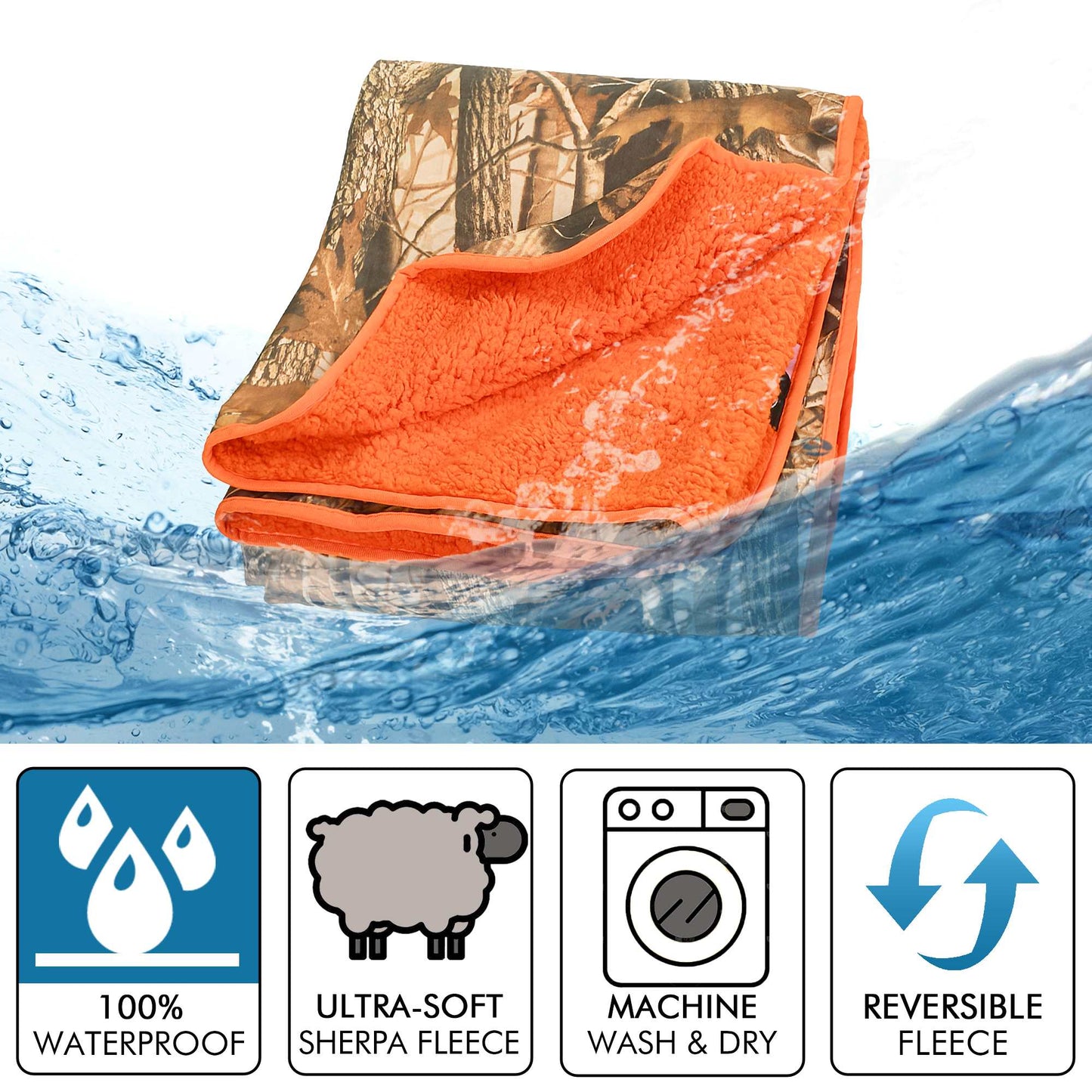 Waterproof Stadium Blanket with Sherpa Lining for Stadium 51''×59''