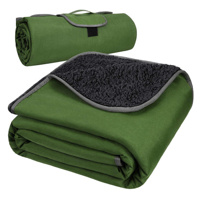Camping Waterproof Stadium Blanket with Sherpa Lining 60''×80''