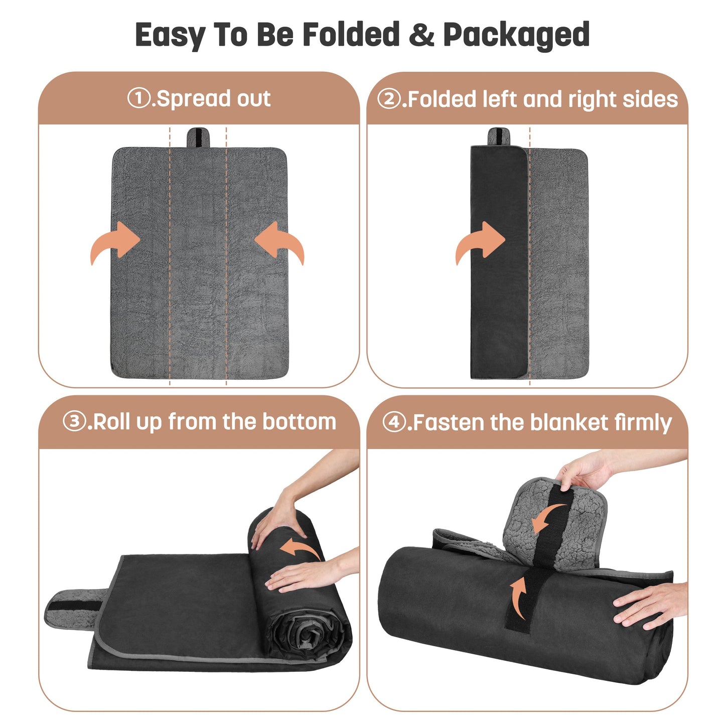 Sherpa Lined Outdoor Stadium Waterproof Blanket for Winter 66''*90''