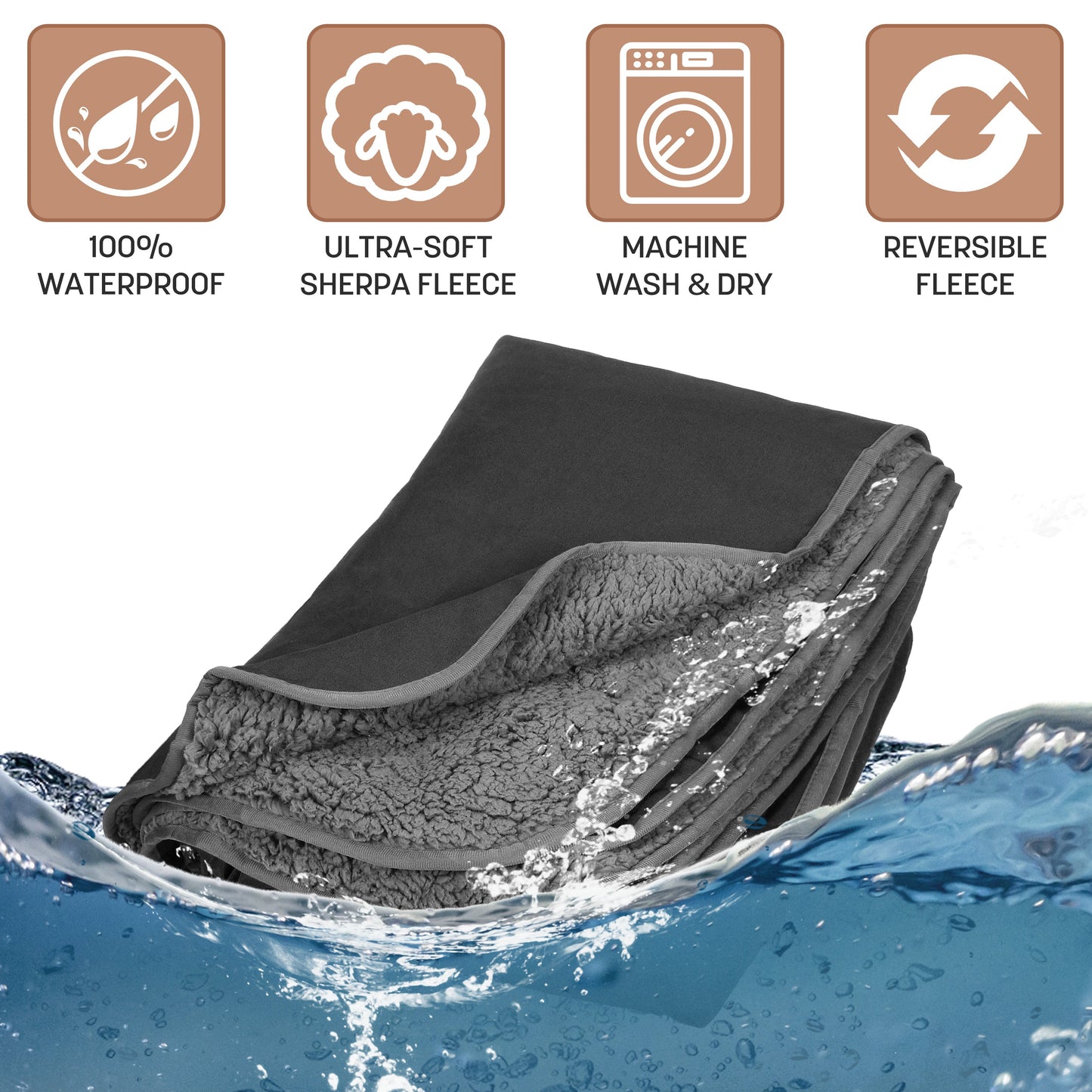 Sherpa Lined Outdoor Stadium Waterproof Blanket for Winter 66''*90''