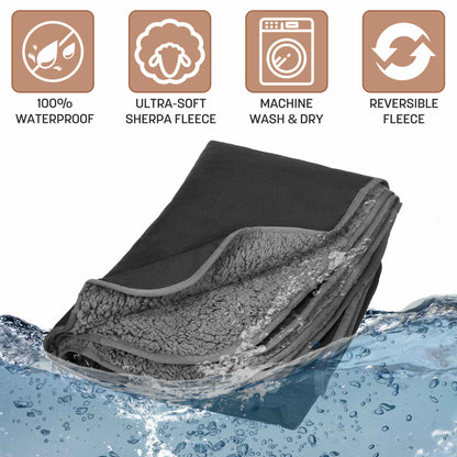 Camping Waterproof Stadium Blanket with Sherpa Lining 60''×80''