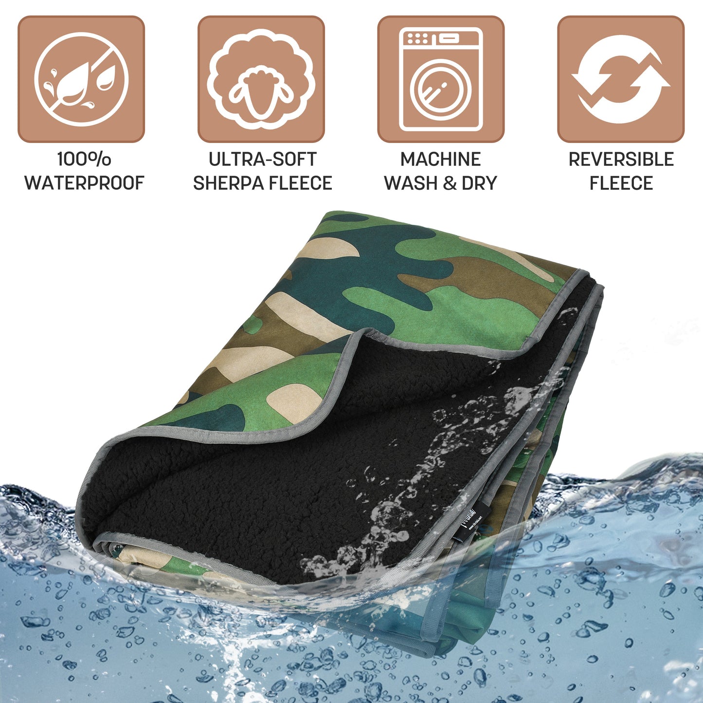 Waterproof Stadium Blanket with Sherpa Lining for Stadium 51''×59''