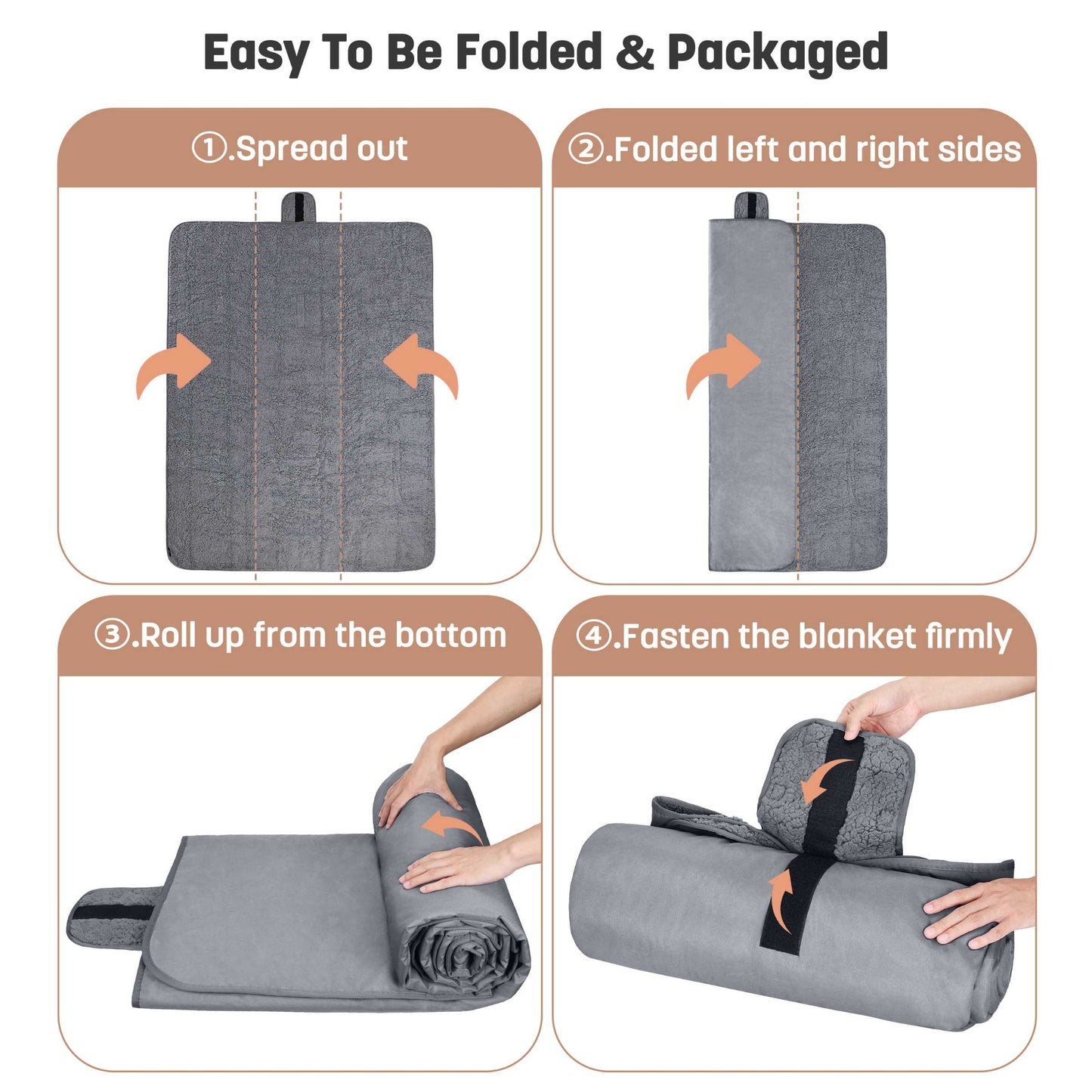Waterproof Stadium Blanket with Sherpa Lining for Stadium 51''×59''