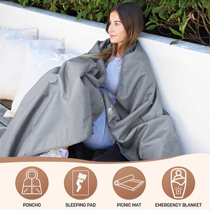 Camping Waterproof Stadium Blanket with Sherpa Lining 60''×80''
