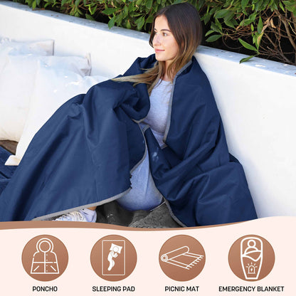 Camping Waterproof Stadium Blanket with Sherpa Lining 60''×80''