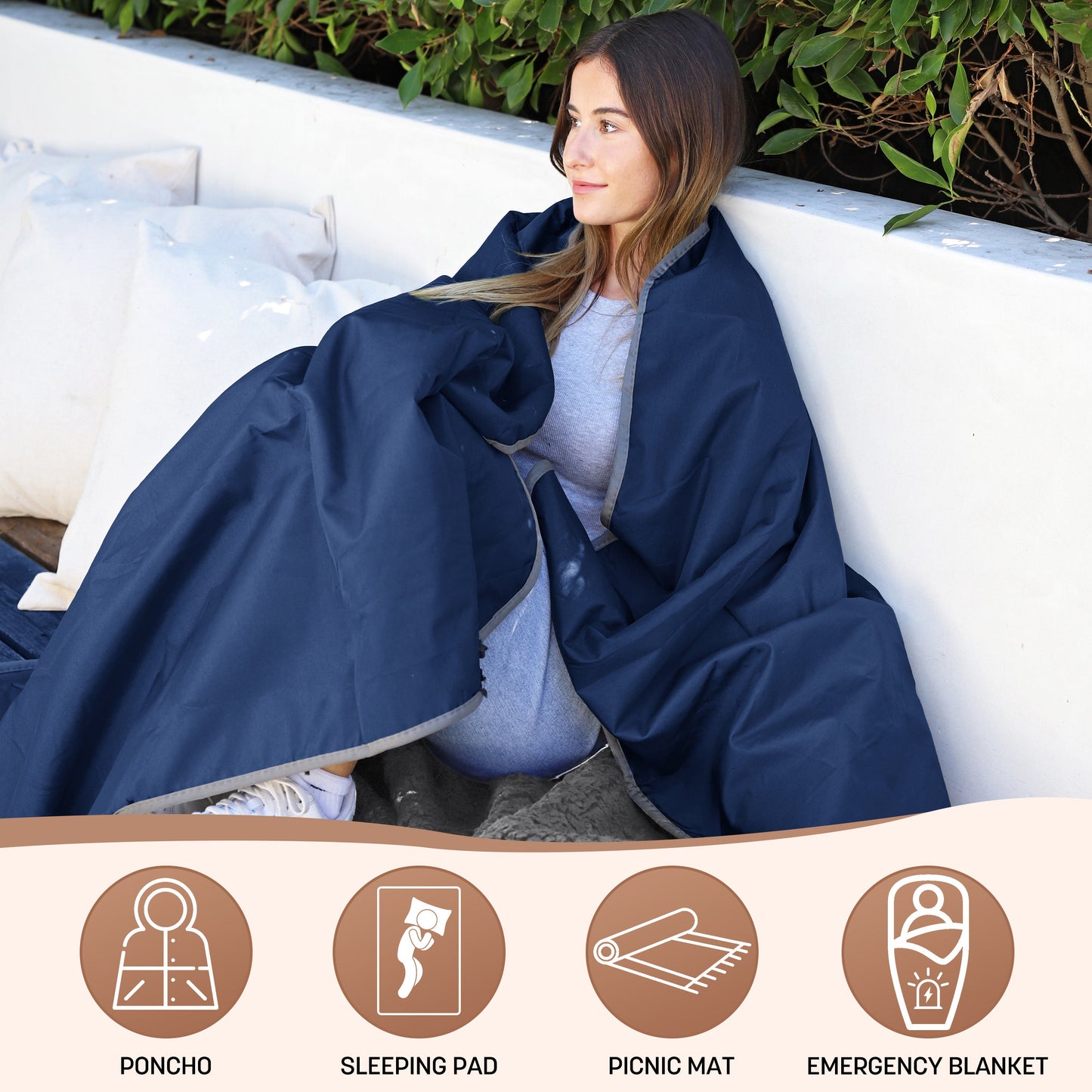 Sherpa Lined Outdoor Stadium Waterproof Blanket for Winter 66''*90''