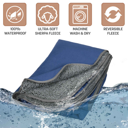 Camping Waterproof Stadium Blanket with Sherpa Lining 60''×80''