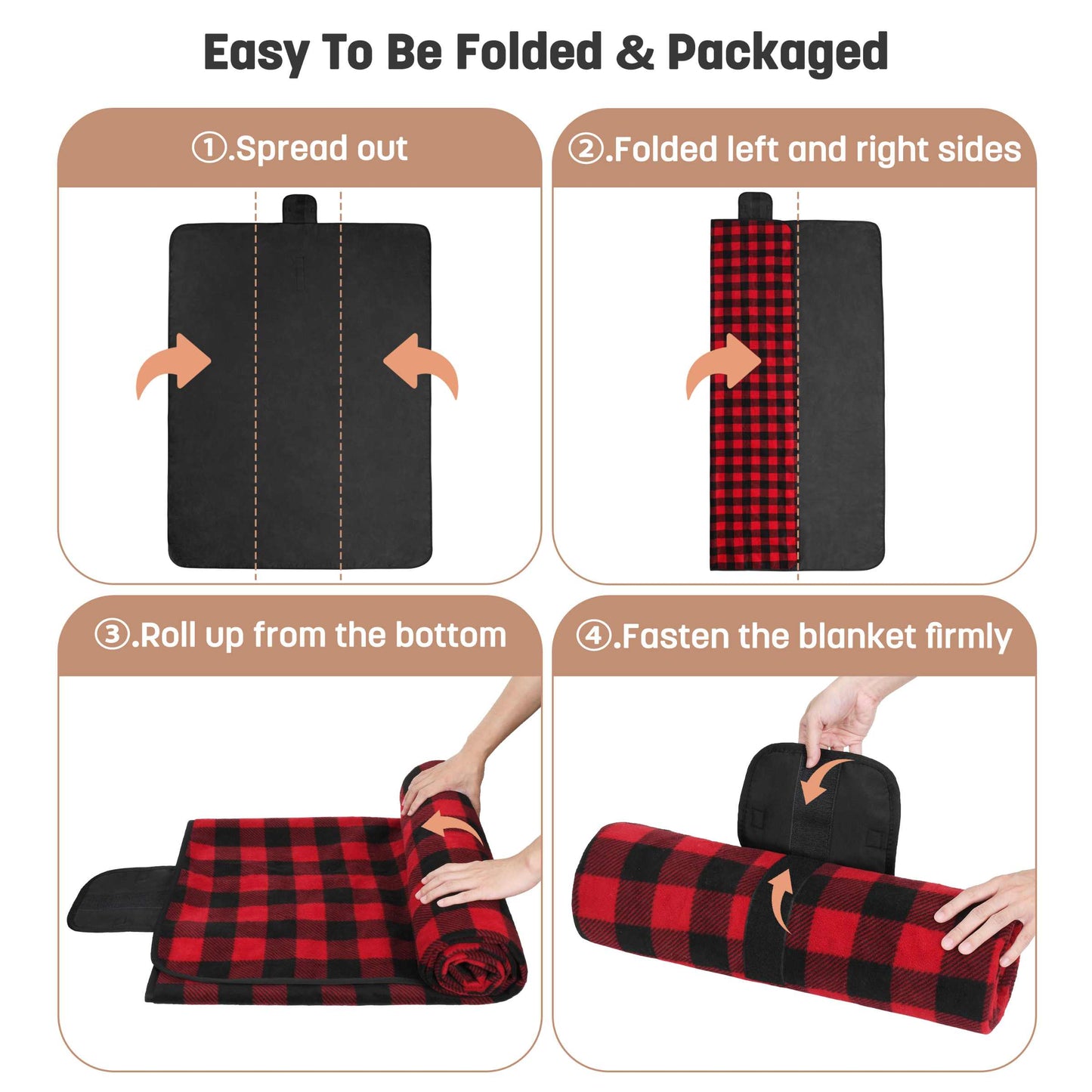 Waterproof Stadium Blanket with Sherpa Lining for Stadium 51''×59''