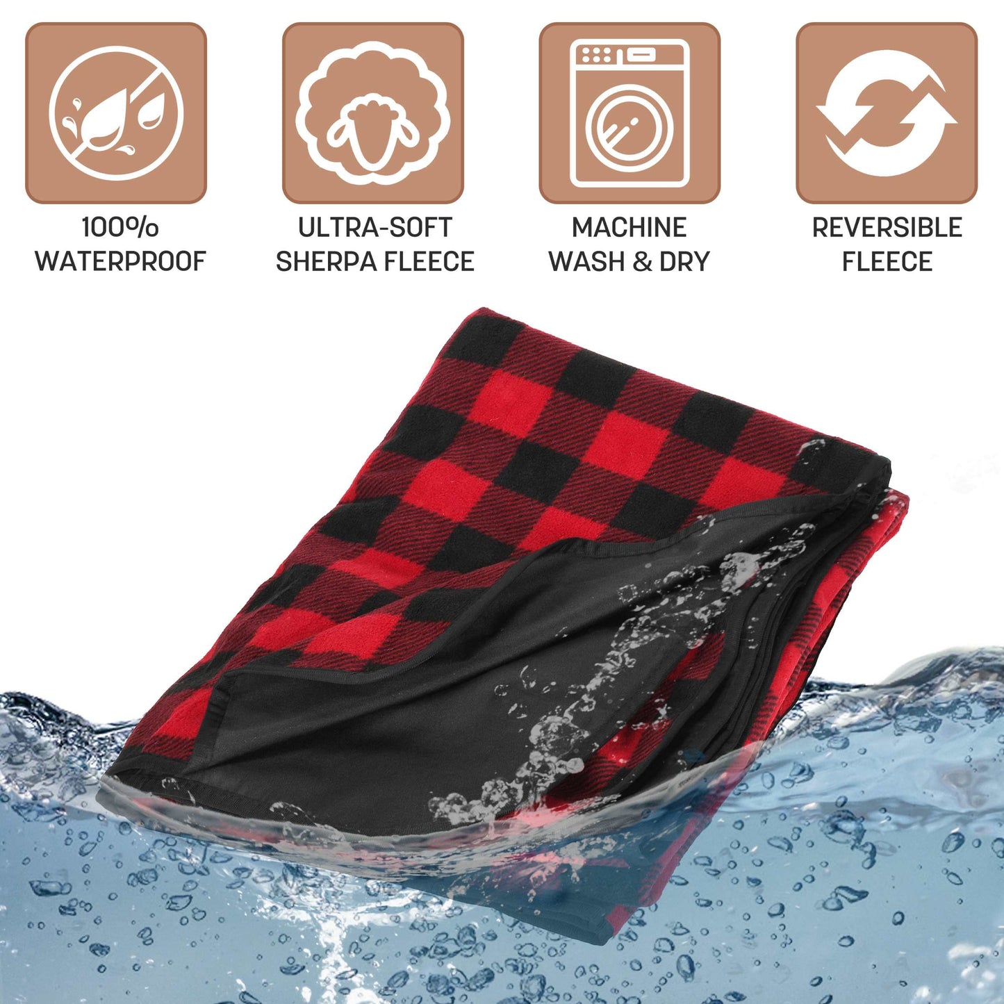Waterproof Stadium Blanket with Sherpa Lining for Stadium 51''×59''