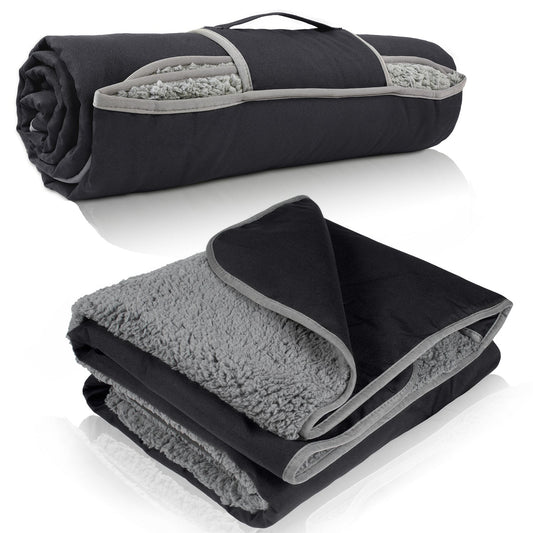 Sherpa Lined Outdoor Stadium Waterproof Blanket for Winter 66''*90''