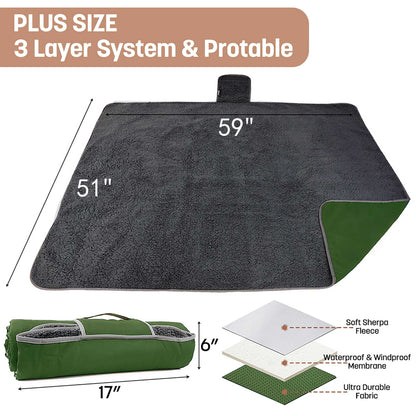 Waterproof Stadium Blanket with Sherpa Lining for Stadium 51''×59''