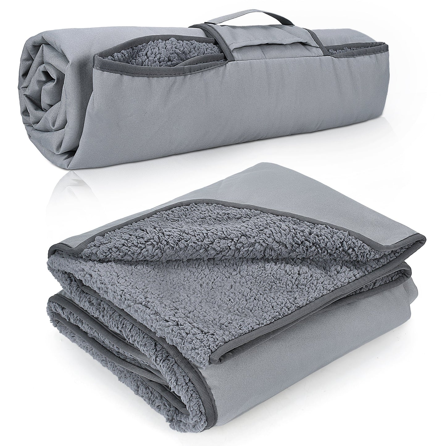 Camping Waterproof Stadium Blanket with Sherpa Lining 60''×80''