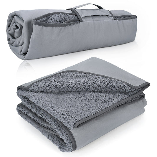 Camping Waterproof Stadium Blanket with Sherpa Lining 60''×80''