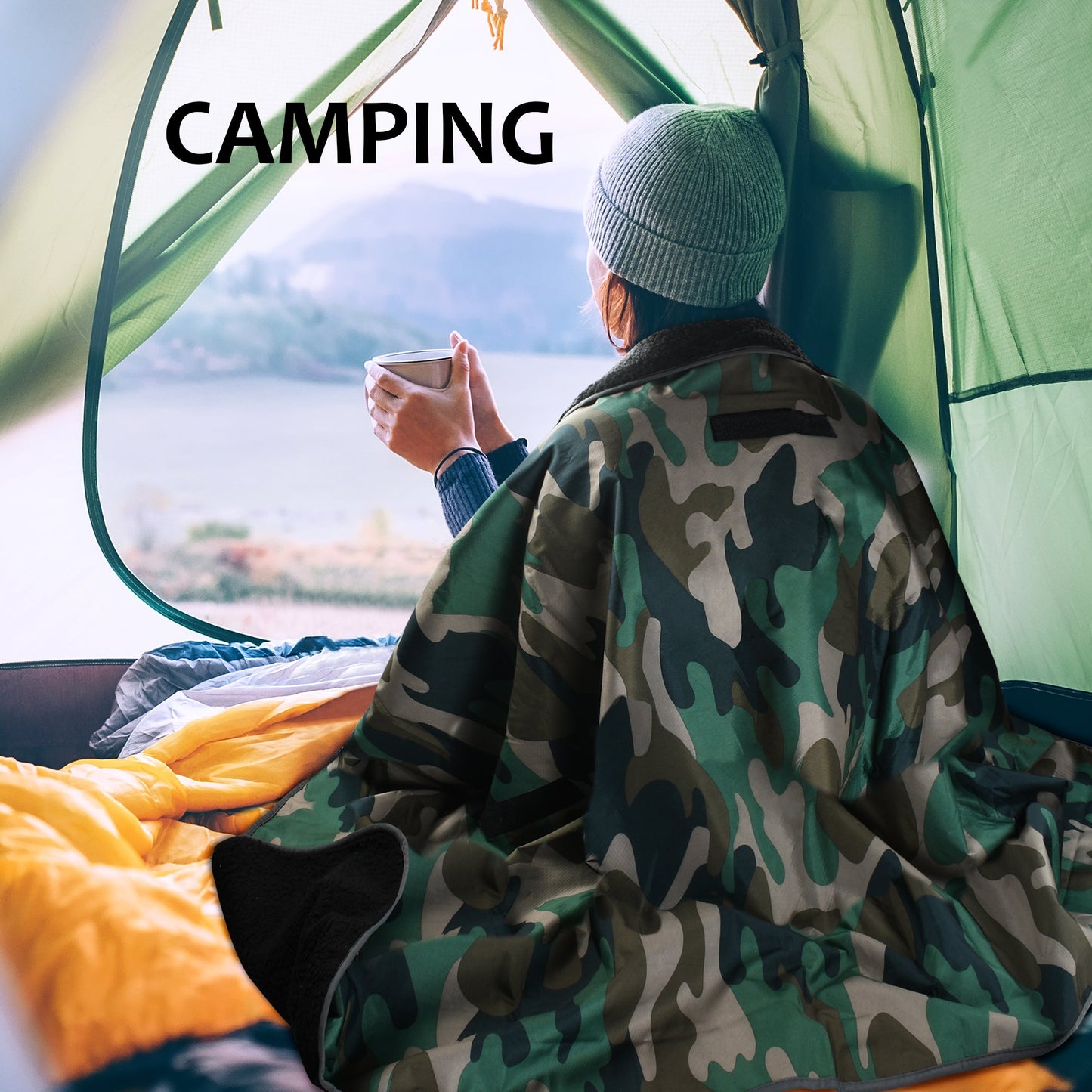 Outdoors Waterproof Throw Blanket for Travel 51”x 59”
