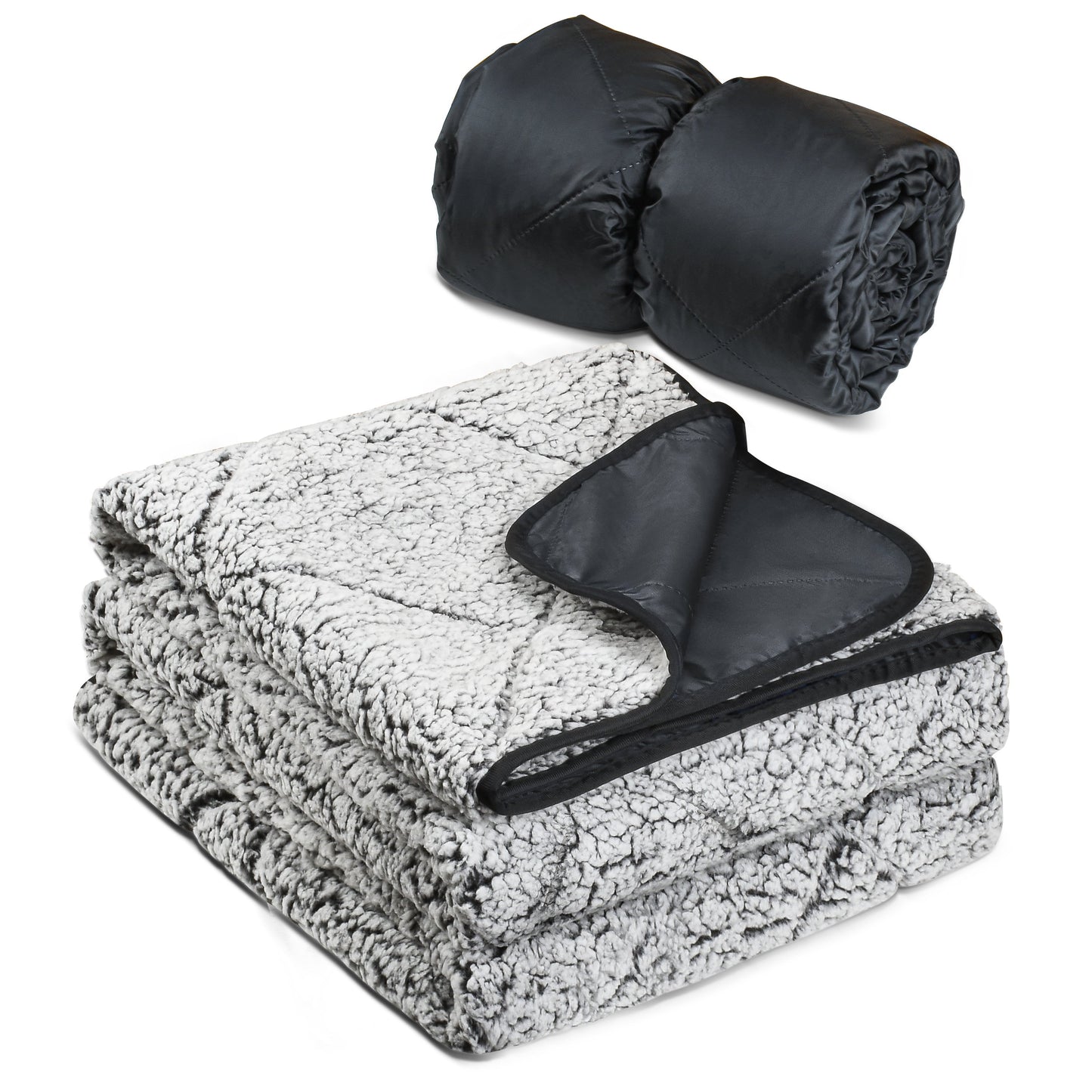 Waterproof Oxford & Plush Outdoor Down Blanket with Sherpa Lining, 60'' x 80''