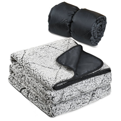 Waterproof Oxford & Plush Outdoor Down Blanket with Sherpa Lining, 60'' x 80''